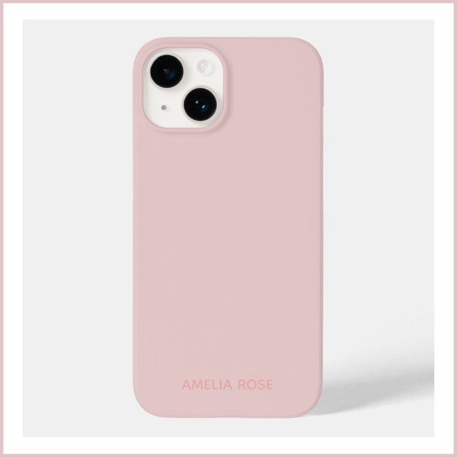 Simple Personalized Quartz Pink on Pink iPhone 14 Case-Mate iPhone Case (Creator Uploaded)