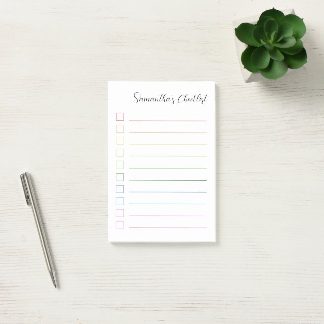 Simple Personalized Rainbow Checklist Post-it Notes (Office)