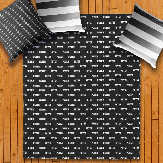 Simple Personalized Repeating Name on Black Fleece Blanket (Creator Uploaded)
