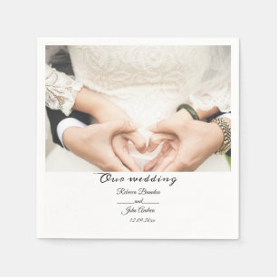 Simple Personalized Script Photo Wedding Party Napkin