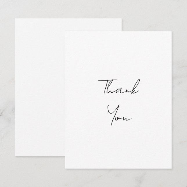 Simple Personalized Script White Thank You Card (Front/Back)