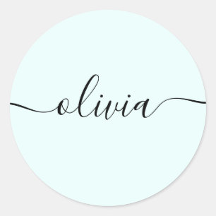 Simple Personalized Signature Script Mint Classic Round Sticker