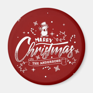 Simple Personalized Snowman Christmas   Magnet