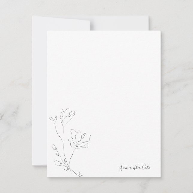 Simple Personalized Stationery Flat Note Card (Front)