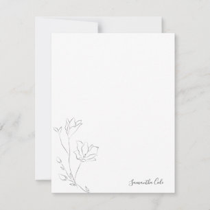 Simple Personalized Stationery Flat Note Card