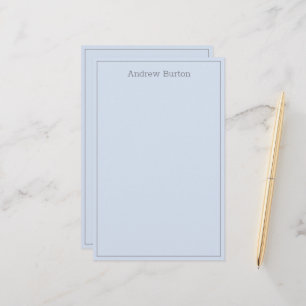 Simple Personalized Stationery Paper   Blue Silver