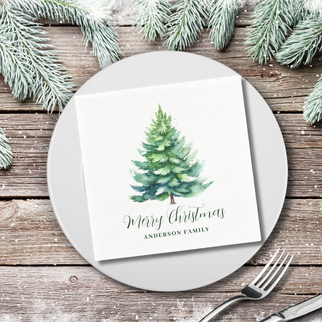 Simple Personalized Tree Christmas  Napkin (Creator Uploaded)