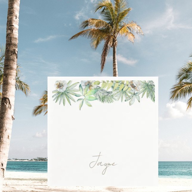 Simple Personalized Tropical Wedding Cocktail Napkin (Creator Uploaded)