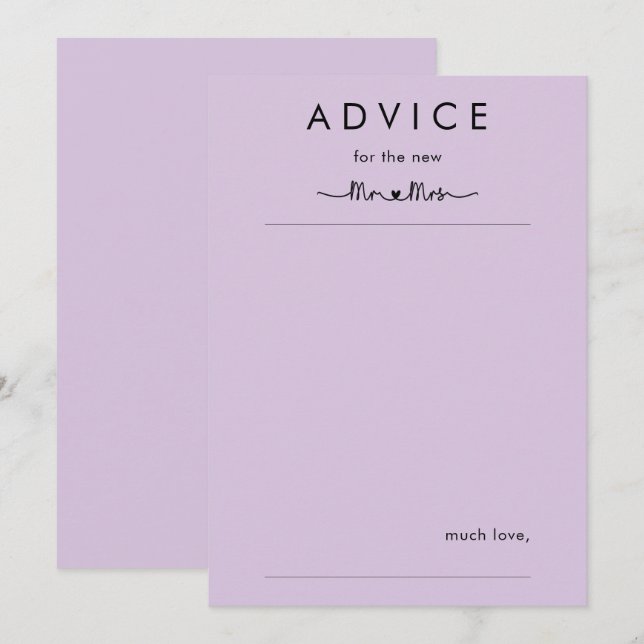 Simple Personalized Wedding Advice Card (Front/Back)