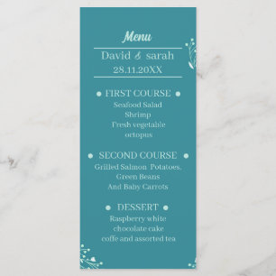 Simple Personalized Wedding Dinner Menu
