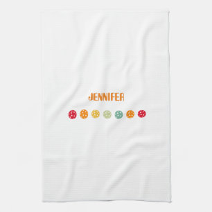 Simple Personalized White Orange Pickleball Towel