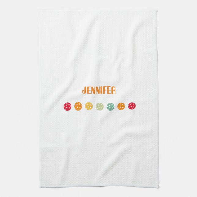 Simple Personalized White Orange Pickleball Towel  (Vertical)