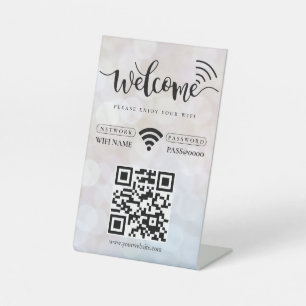 Simple Personalized Wifi Network QR code Password  Pedestal Sign