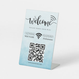 Simple Personalized Wifi Network QR code Password  Pedestal Sign