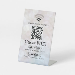 Simple Personalized Wifi Network qr code Password  Pedestal Sign