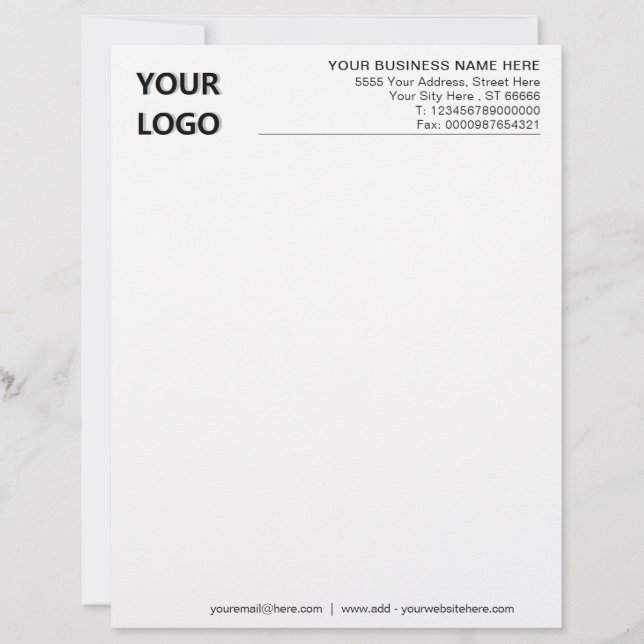 Simple Personalized Your Logo Business Name Office Letterhead (Front)