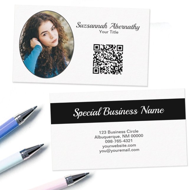 Simple personnalisé Oval Photo QR Code Carte de vi (Créateur téléchargé)