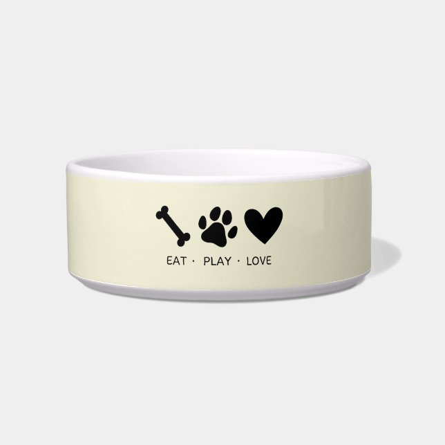 Simple Pet Dog Personalized Food Water Ceramic Bow Bowl (Front)