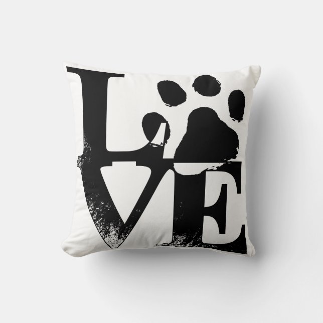 Simple Pet Love Paw Throw Pillow (Front)