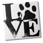 Simple Pet Love Paw Tile<br><div class="desc">This cute little paw print LOVE is great for pet lovers everywhere,  or if you are a veterinarian,  groomer,  dog walker,  pet sitter,  or more!  Simple black and white print with a bit of a rustic flare.</div>