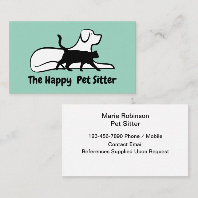 Simple Pet Sitter Theme Business Cards (Front/Back)