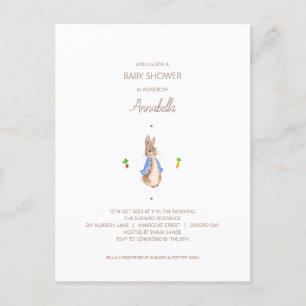 Simple Peter the Rabbit Baby Shower Budget Invite Postcard