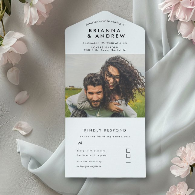 Simple Photo All in One Wedding Invite  (Modern photo all in one wedding card invitation)