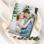 simple photo and text wedding thank you postcard<br><div class="desc">an elegant yet simple white text design with a bold look and a lovely photo,  the image and text can be personalized.</div>