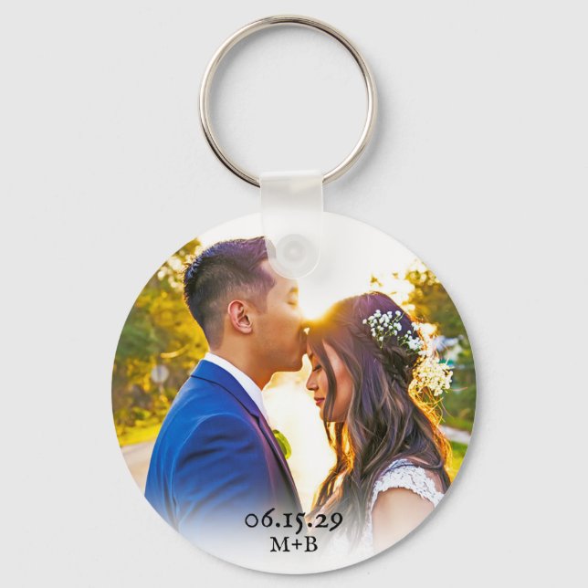 Simple Photo Anniversary Valentines Day Gift Keychain (Front)