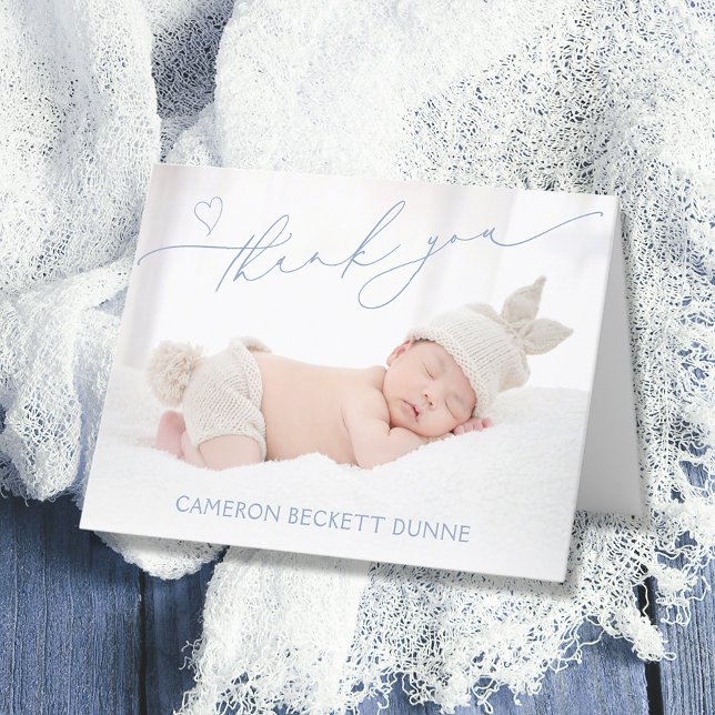 Simple Photo Baby Thank You Card (Photo baby folded thank you cards)