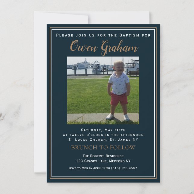 Simple Photo Baptism Invitation  (Front)