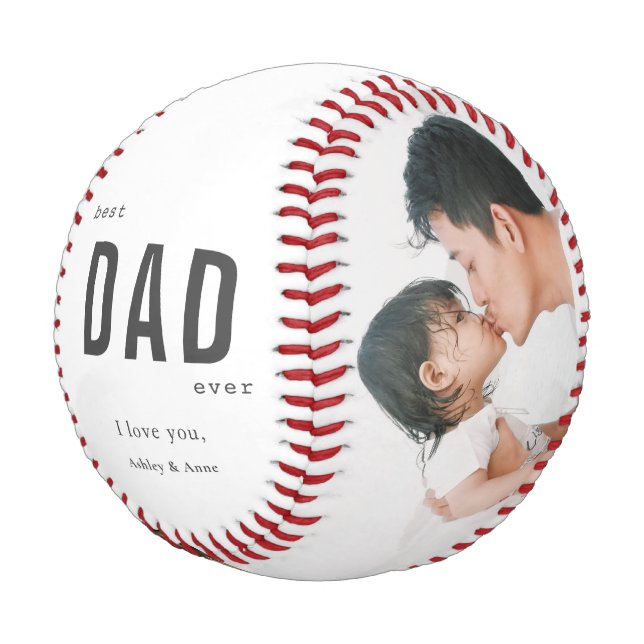 Simple Photo Best Dad Ever Father's Day Baseball (Angled)