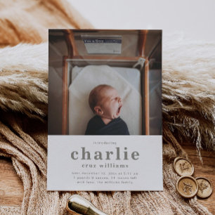 Simple Photo Birth Announcement Boy's Birth