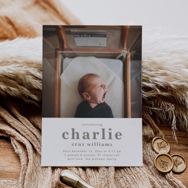 Simple Photo Birth Announcement | Boy's Birth (Creator Uploaded)