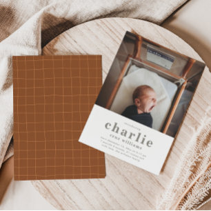 Simple Photo Birth Announcement   Boy's Birth