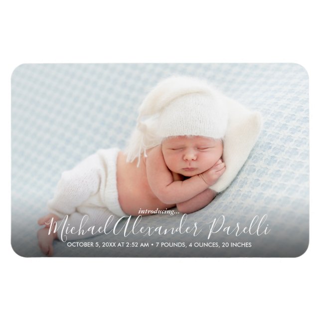 Simple Photo Birth Announcement Magnet (Horizontal)