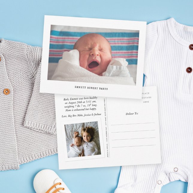 Simple Photo Birth Announcement Postcard (Creator Uploaded)