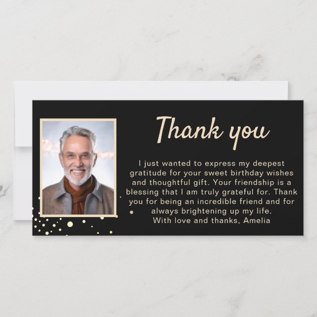 Simple Photo Birthday  Thank You Card (Front)