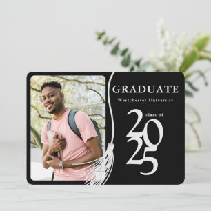 Simple Photo Black White Graduation Party Invitation