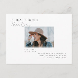 Simple Photo Bridal Shower White Invitation  Postcard