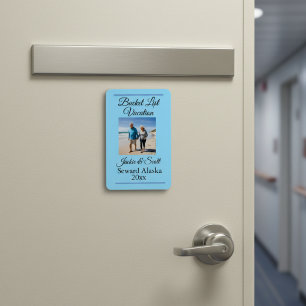 Simple Photo Bucket List Cruise Blue Personalize Magnet