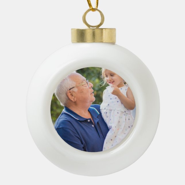 Simple Photo Ceramic Ball Christmas Ornament (Front)