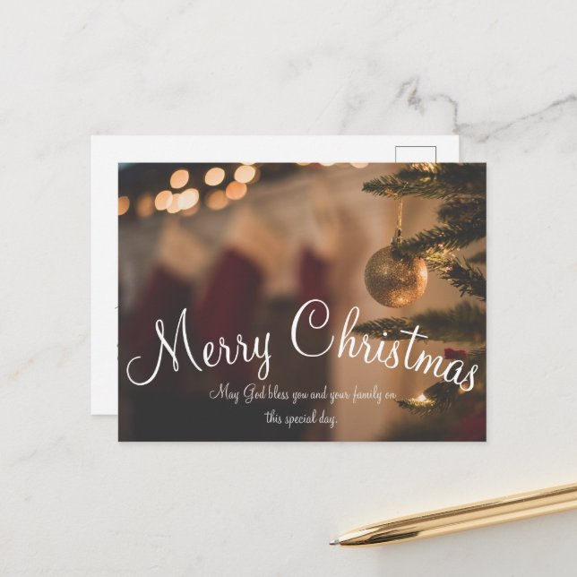 Simple Photo Christmas Day  Postcard (Front/Back In Situ)