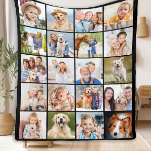 Simple Photo Collage 20 Picture Custom Cute Family Fleece Blanket