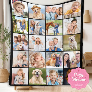 Simple Photo Collage 20 Picture Custom Cute Family Sherpa Blanket