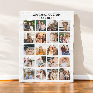 Simple Photo Collage 20 Picture Personalized Fleece Blanket