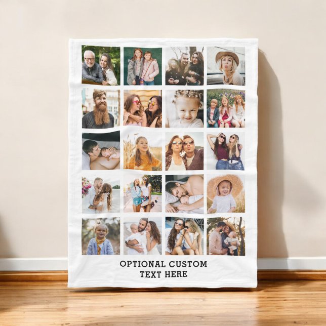 Simple Photo Collage 20 Picture Personalized Fleece Blanket (Creator Uploaded)