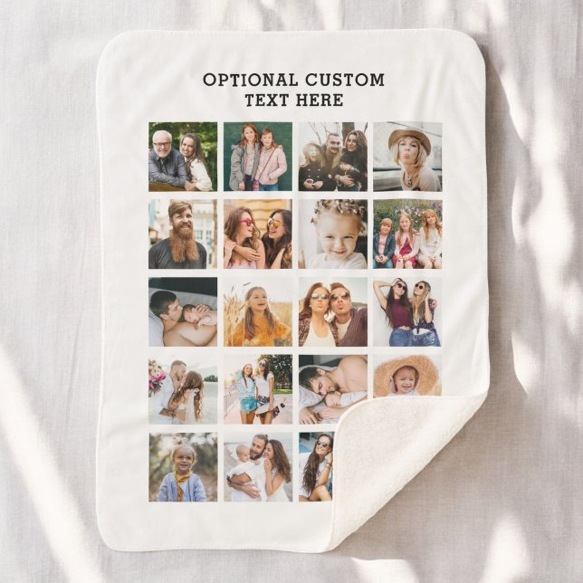 Simple Photo Collage 20 Picture Personalized Sherpa Blanket (Creator Uploaded)