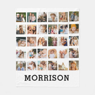 Simple Photo Collage 30 Picture Personalized Fleece Blanket