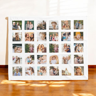 Simple Photo Collage 30 Picture Personalized Fleece Blanket